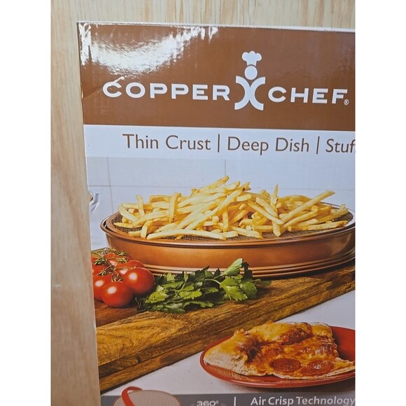 12” COPPER CHEF PERFECT PIZZA & CRISPER PAN 3 PIECE, NON-STICK 550F HEAT RESIST - Picture 3 of 7